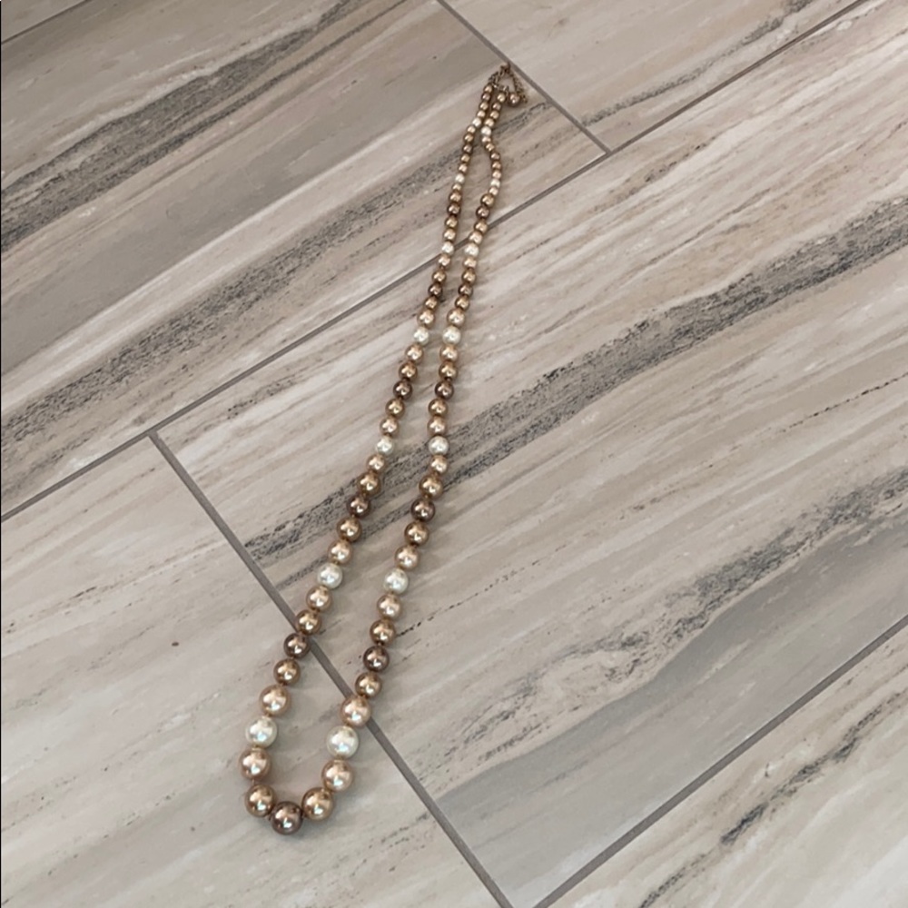 Cream and Tan Pearl Necklace